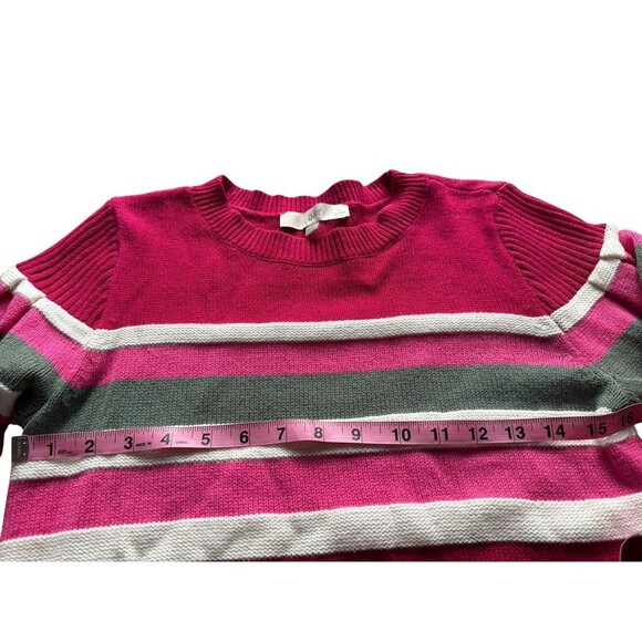 Loft Women’s Petite Striped Honeycomb Stitch Holiday Winter Sweater Size MP - Picture 6 of 7